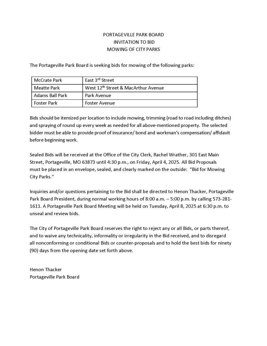 Bid for Mowing Park
